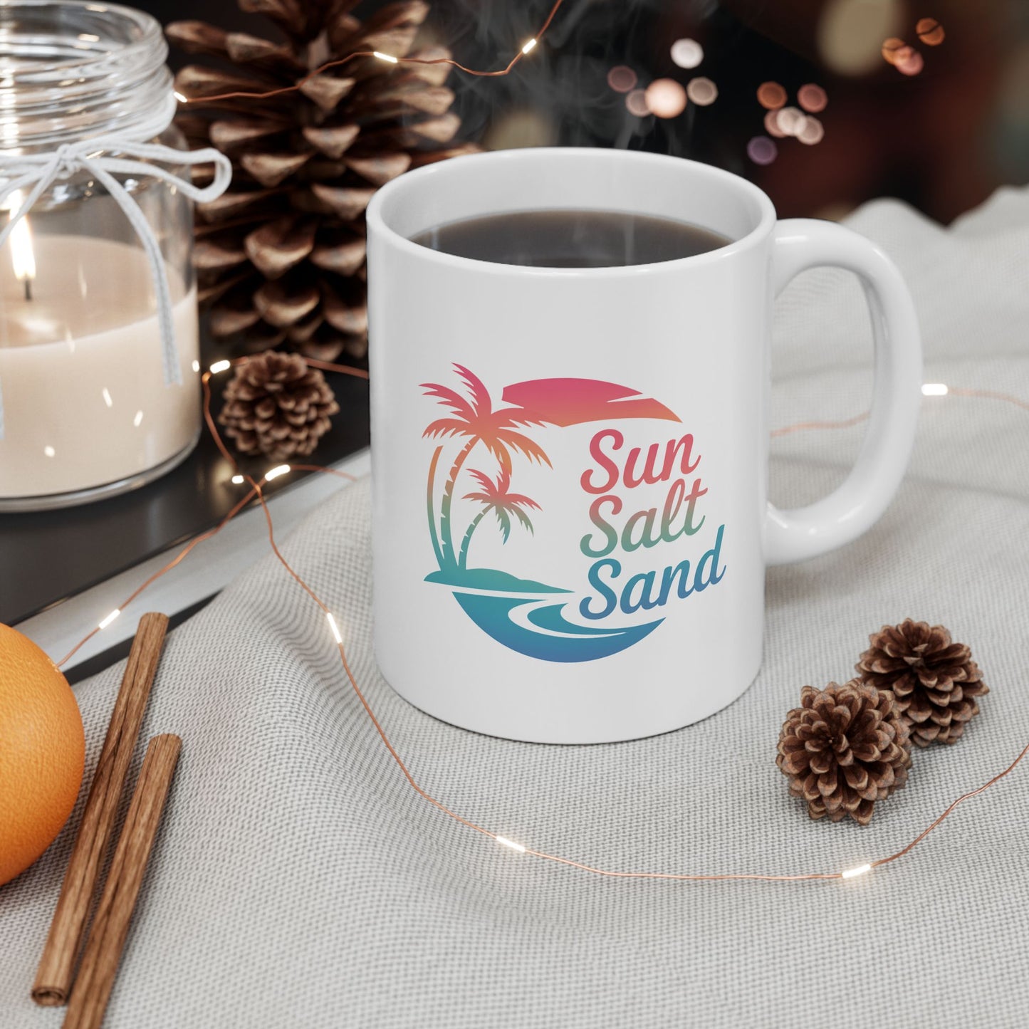Sunset Beach Ceramic Mug, Beach Lover Gift, Vacation Coffee Mug, Tropical Home Decor, Summer Vibes Cup