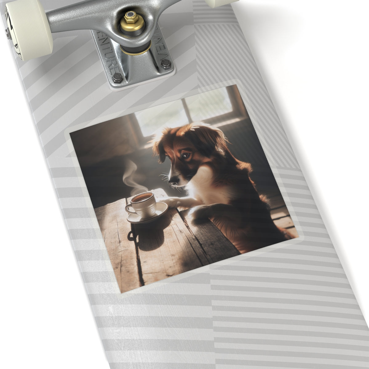 Cute Coffee Dog Sticker – Cozy Aesthetic Puppy Drinking Coffee for Laptops, Water Bottles – Gift for Dog & Coffee Lover