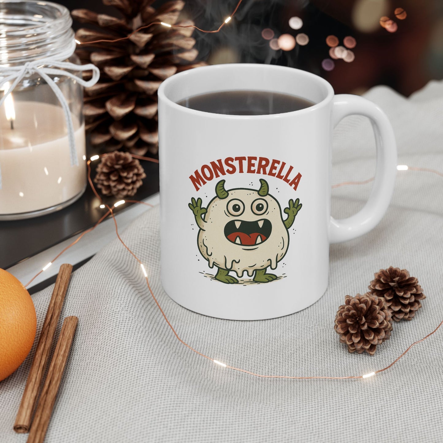 Funny Monsterella Cheese Lover Ceramic Mug - Perfect Gift for Foodies, Kitchen Decor, Coffee Lovers, Humorous Kitchenware