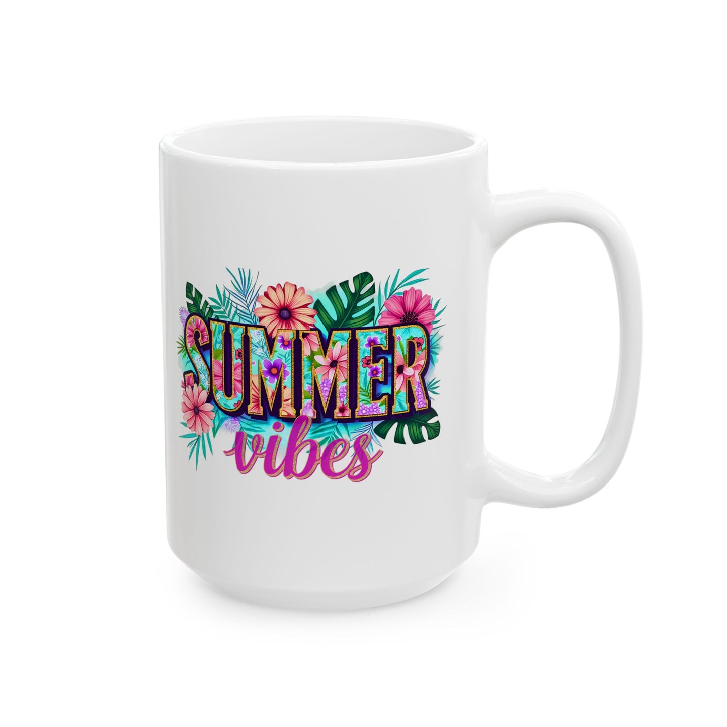 Tropical Summer Ceramic Mug | Fun Coffee Cup, Floral Drinkware, Gift for Beach Lovers, Summer Decor, Vacation Mug