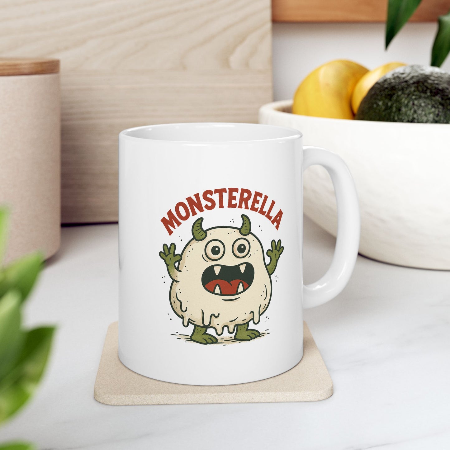 Funny Monsterella Cheese Lover Ceramic Mug - Perfect Gift for Foodies, Kitchen Decor, Coffee Lovers, Humorous Kitchenware
