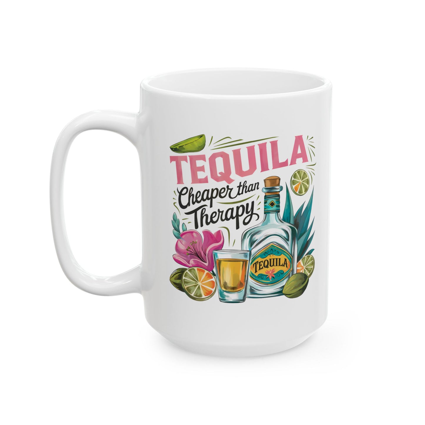 Tropical Tequila Ceramic Mug - Perfect for Summer Vibes, Gift for Cocktail Lovers, Home Bar Essentials, Birthday Present, Beach Parties