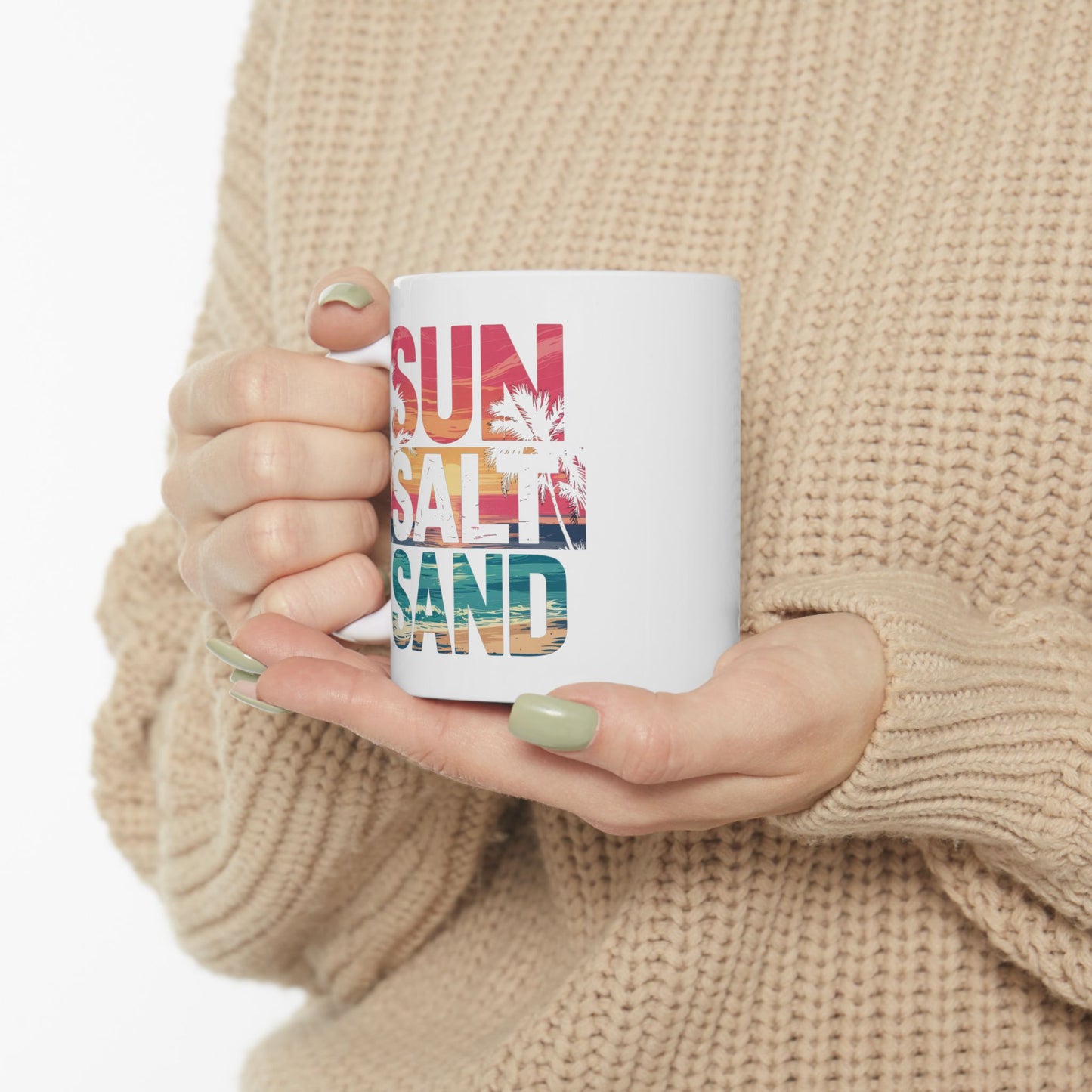 Sunset Beach Ceramic Mug, Beach Lover Gift, Vacation Coffee Mug, Tropical Home Decor, Summer Vibes Cup