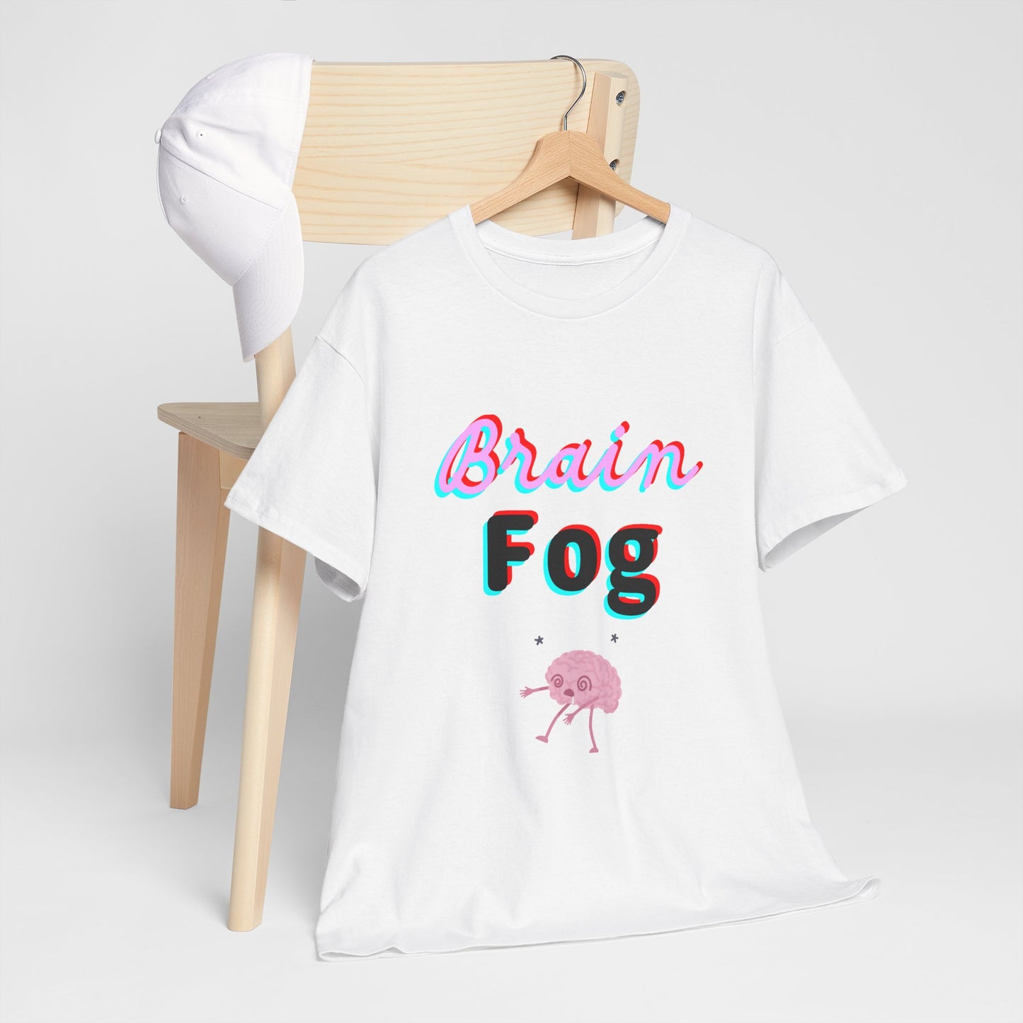 Brain Fog Unisex Heavy Cotton Tee, Funny T-Shirt, Gift for Students, Mental Health Awareness, Everyday Wear, Cute Graphic Tee