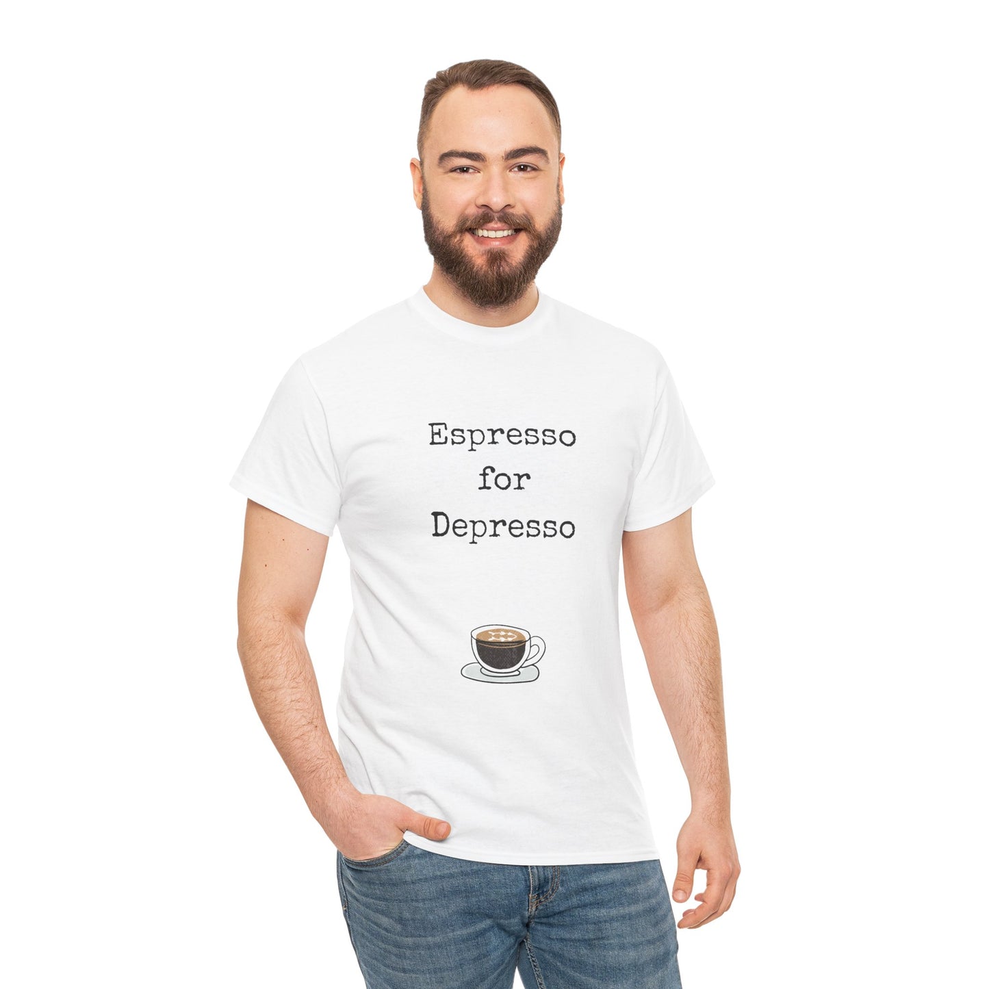 Espresso for Depresso Unisex Tee, Coffee Lover Gift, Cute Casual Tee, Funny Quote Shirt, Coffee Addiction Apparel