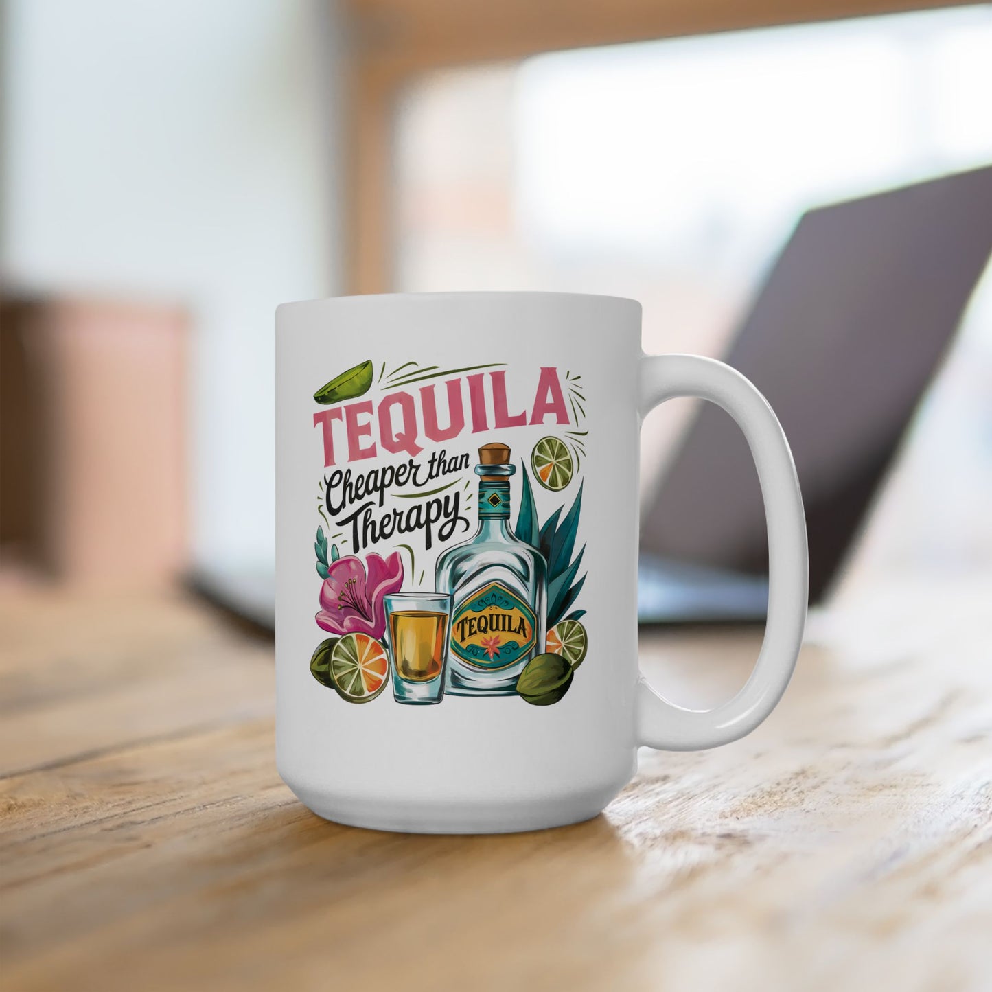Tropical Tequila Ceramic Mug - Perfect for Summer Vibes, Gift for Cocktail Lovers, Home Bar Essentials, Birthday Present, Beach Parties