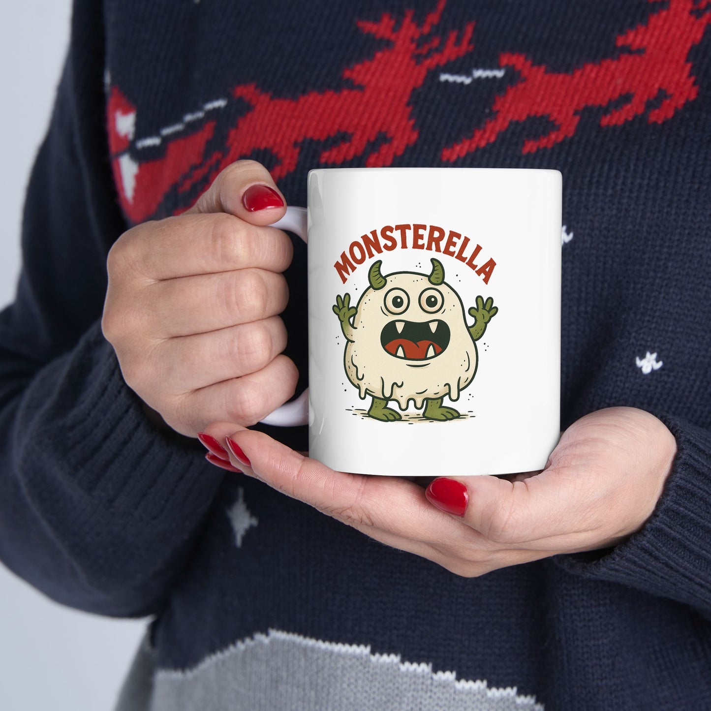 Funny Monsterella Cheese Lover Ceramic Mug - Perfect Gift for Foodies, Kitchen Decor, Coffee Lovers, Humorous Kitchenware