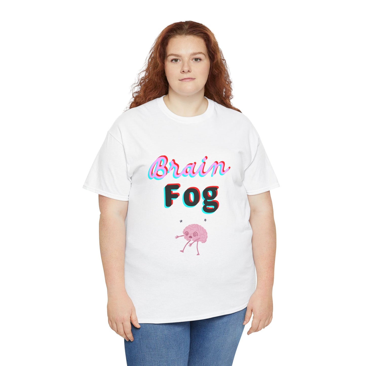 Brain Fog Unisex Heavy Cotton Tee, Funny T-Shirt, Gift for Students, Mental Health Awareness, Everyday Wear, Cute Graphic Tee