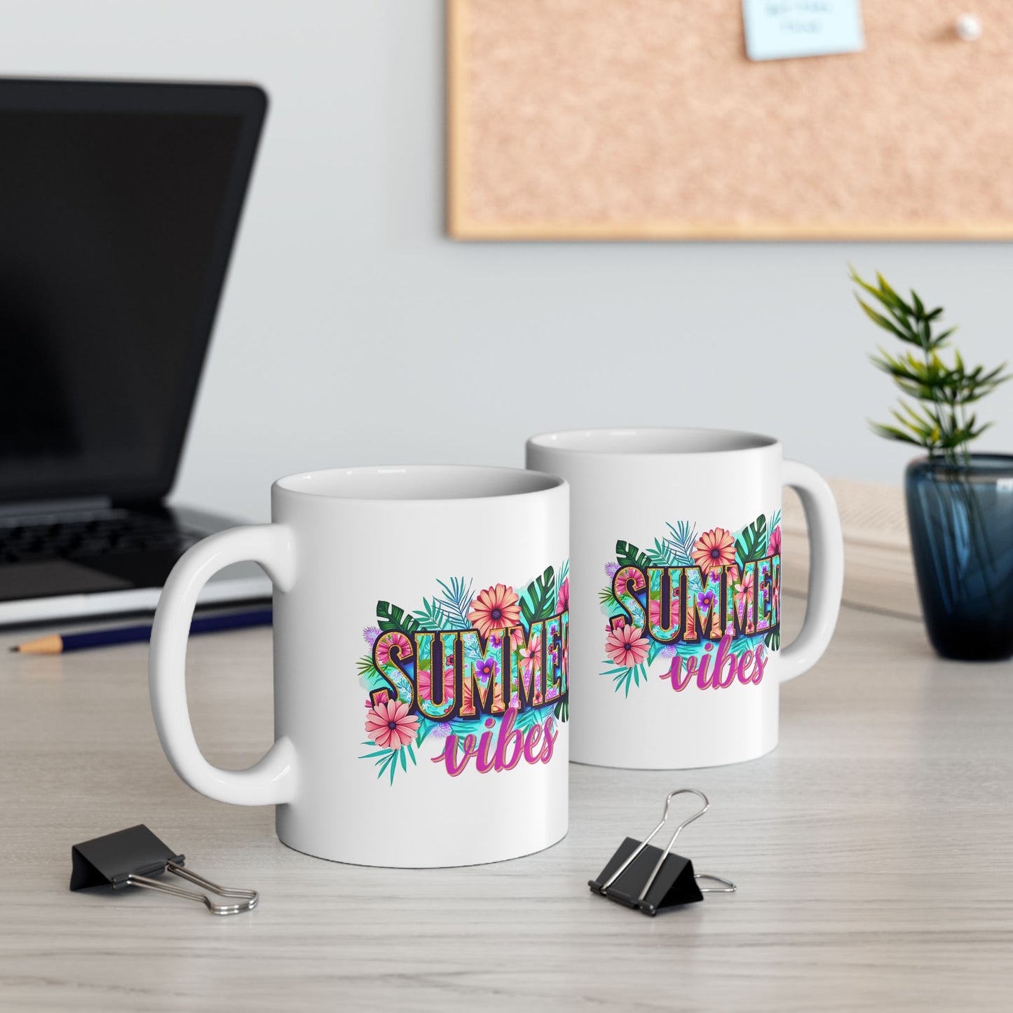 Tropical Summer Ceramic Mug | Fun Coffee Cup, Floral Drinkware, Gift for Beach Lovers, Summer Decor, Vacation Mug