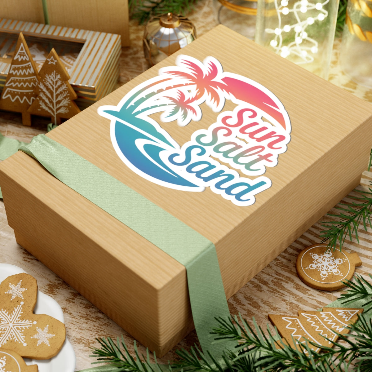 Tropical Kiss-Cut Stickers | Sun Salt Sand Decor | Laptop, Water Bottle, Journal, Party Favor, Summer Vibe Stickers