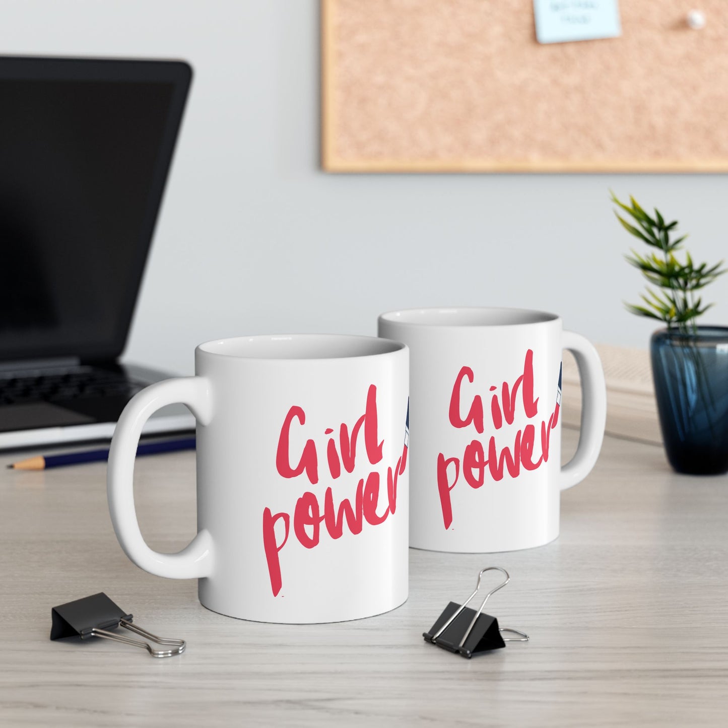 Girl Power Ceramic Mug, Lipstick Coffee Cup, Feminist Tea Mug, Empowerment Hot Beverage Mug, Makeup Lover Gift, 11oz 15oz Mug