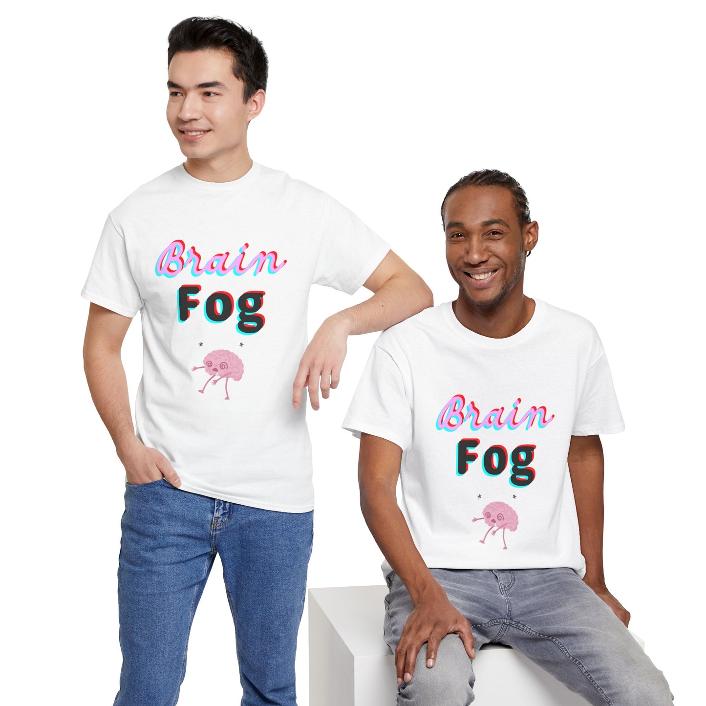 Brain Fog Unisex Heavy Cotton Tee, Funny T-Shirt, Gift for Students, Mental Health Awareness, Everyday Wear, Cute Graphic Tee