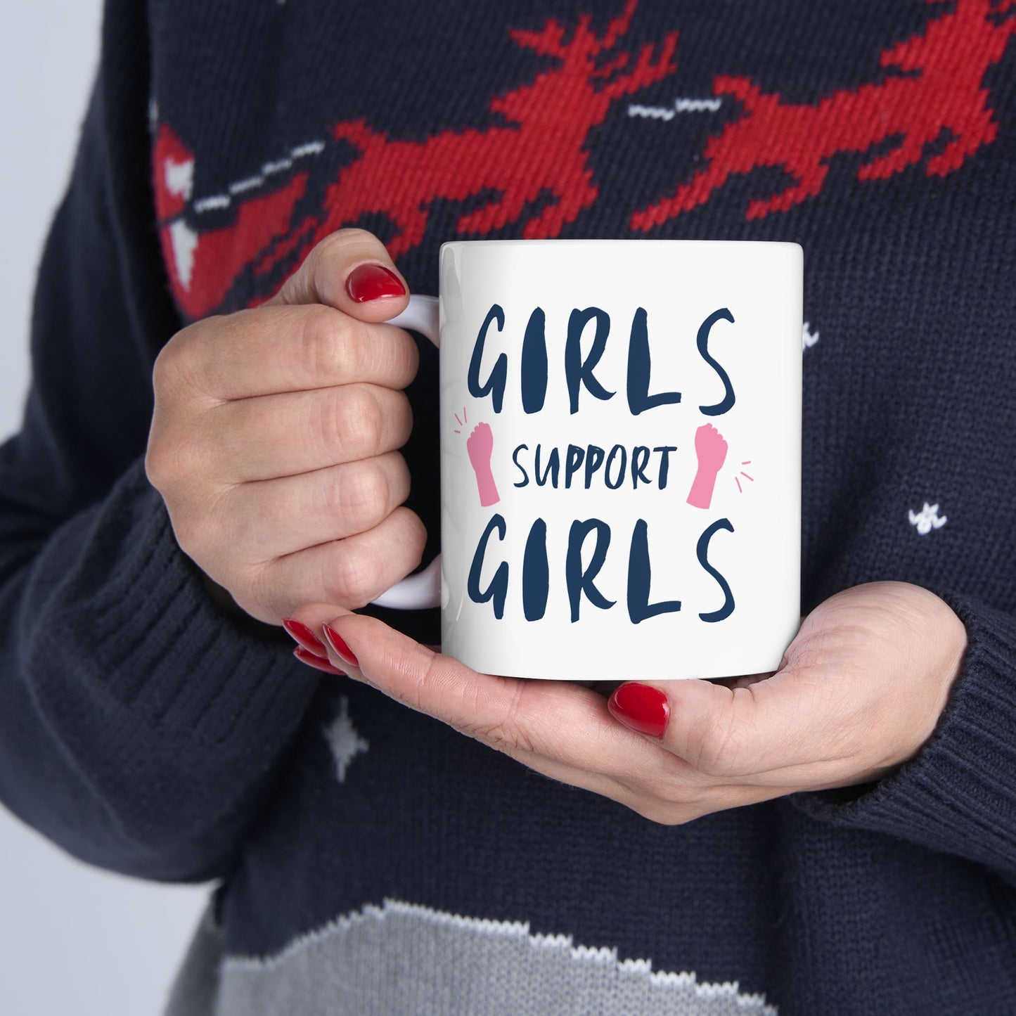 Girls Support Girls Ceramic Mug - Empowerment Gift, Coffee Lover Mug, Feminist Mug, Friendship Gift, Inspirational Coffee Cup