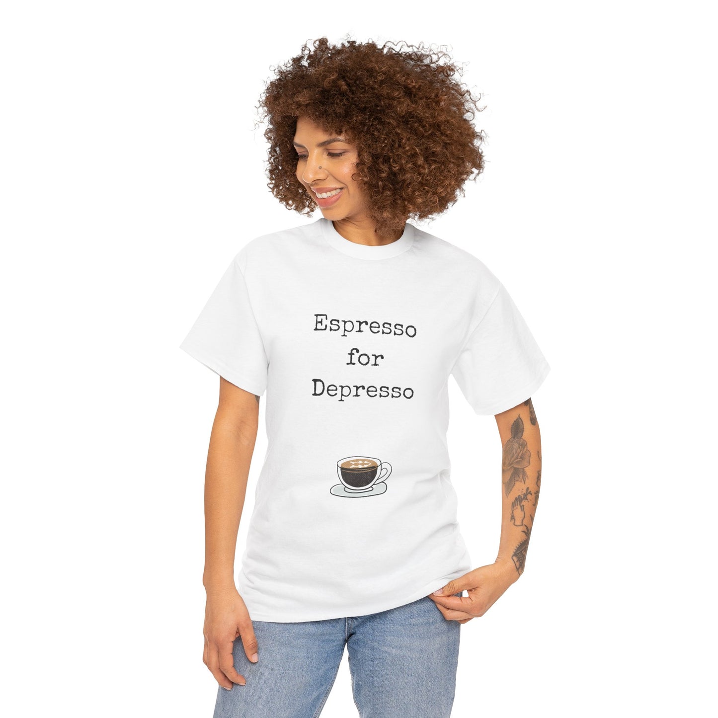 Espresso for Depresso Unisex Tee, Coffee Lover Gift, Cute Casual Tee, Funny Quote Shirt, Coffee Addiction Apparel