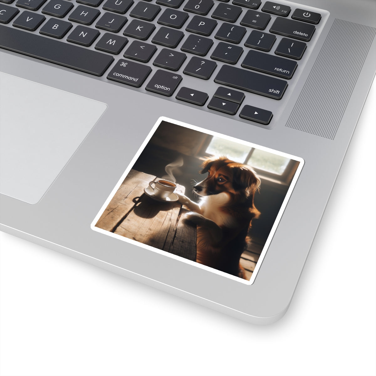 Cute Coffee Dog Sticker – Cozy Aesthetic Puppy Drinking Coffee for Laptops, Water Bottles – Gift for Dog & Coffee Lover