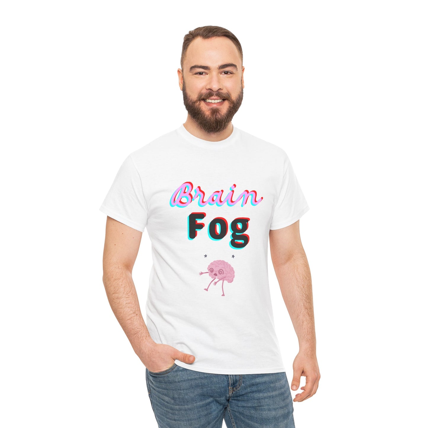 Brain Fog Unisex Heavy Cotton Tee, Funny T-Shirt, Gift for Students, Mental Health Awareness, Everyday Wear, Cute Graphic Tee