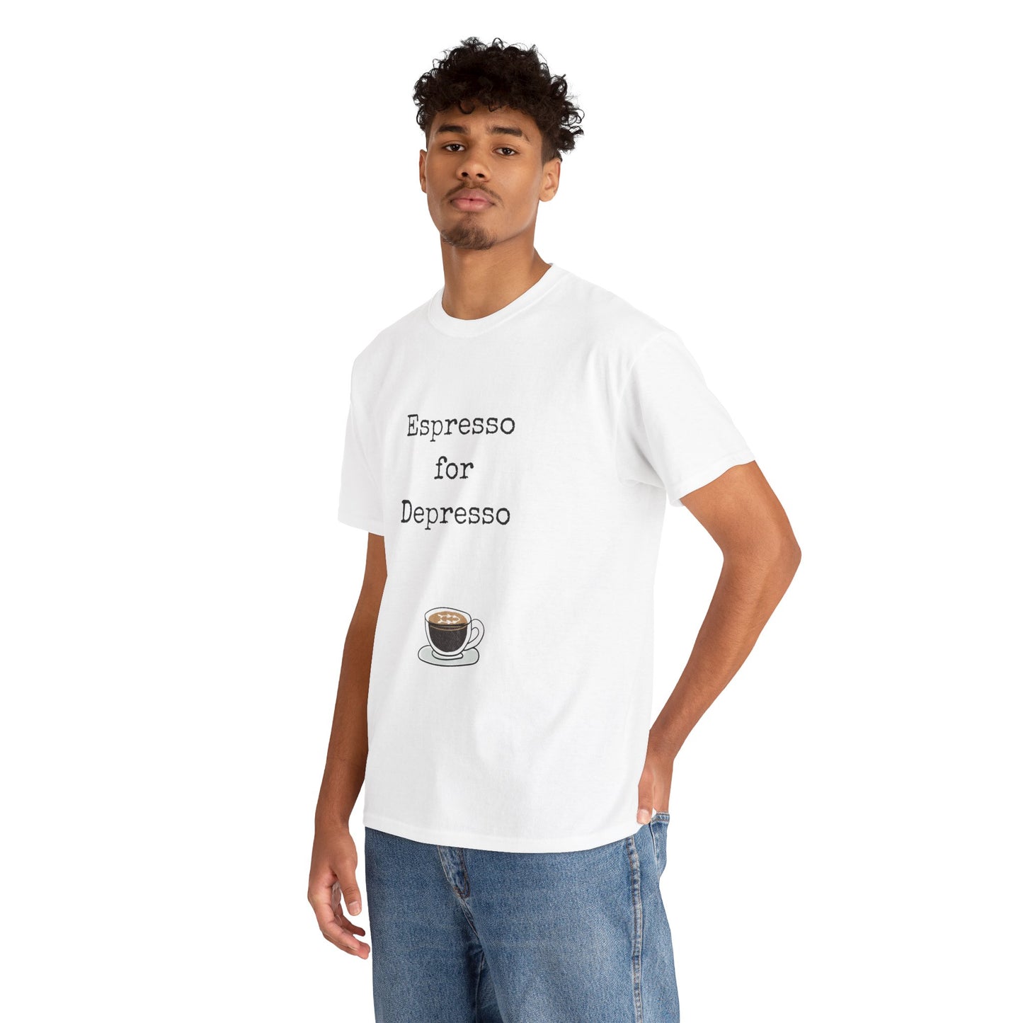 Espresso for Depresso Unisex Tee, Coffee Lover Gift, Cute Casual Tee, Funny Quote Shirt, Coffee Addiction Apparel