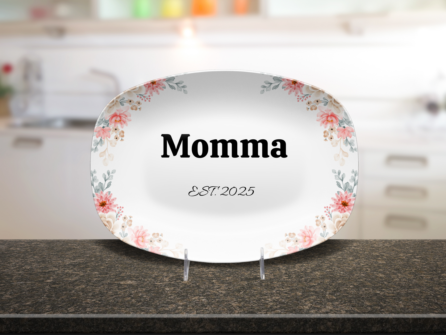 Personalized MOMMA Platter | Custom Name Oval Serving Plate | Mother's Day Gift