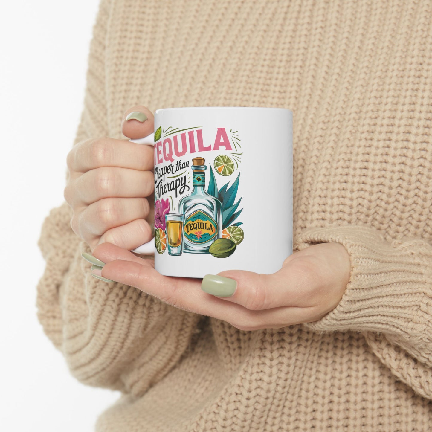 Tropical Tequila Ceramic Mug - Perfect for Summer Vibes, Gift for Cocktail Lovers, Home Bar Essentials, Birthday Present, Beach Parties