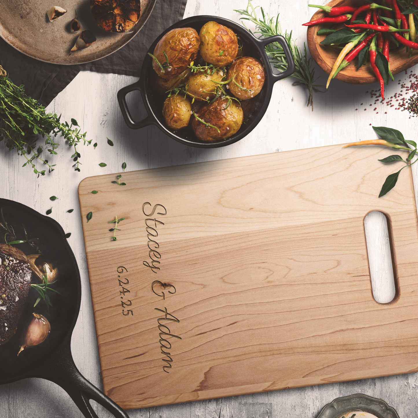 Personalized Maple Cutting Board for Couple - Custom Wedding Gift - Engraved Kitchen Decor - Anniversary Gift - Handmade in USA
