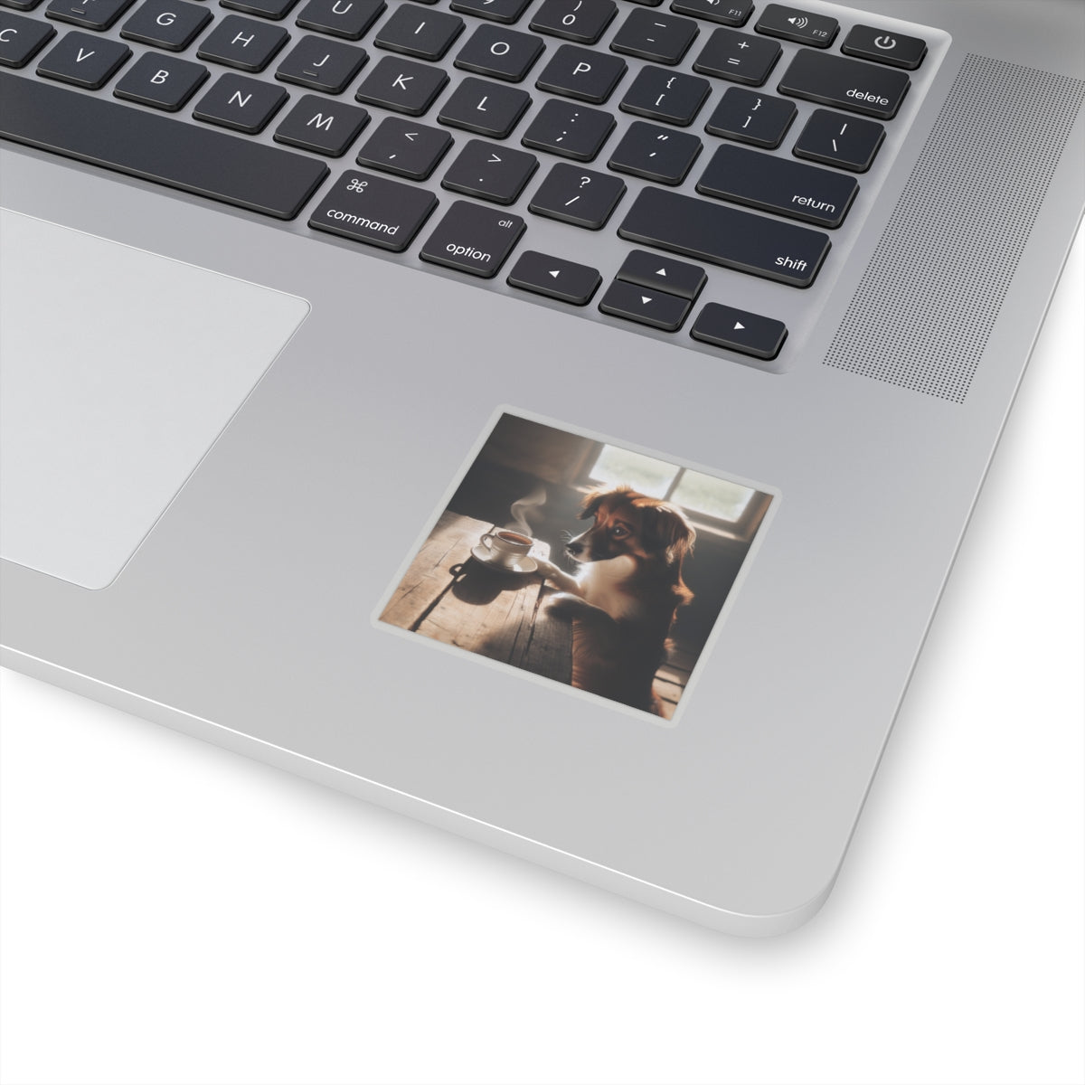 Cute Coffee Dog Sticker – Cozy Aesthetic Puppy Drinking Coffee for Laptops, Water Bottles – Gift for Dog & Coffee Lover