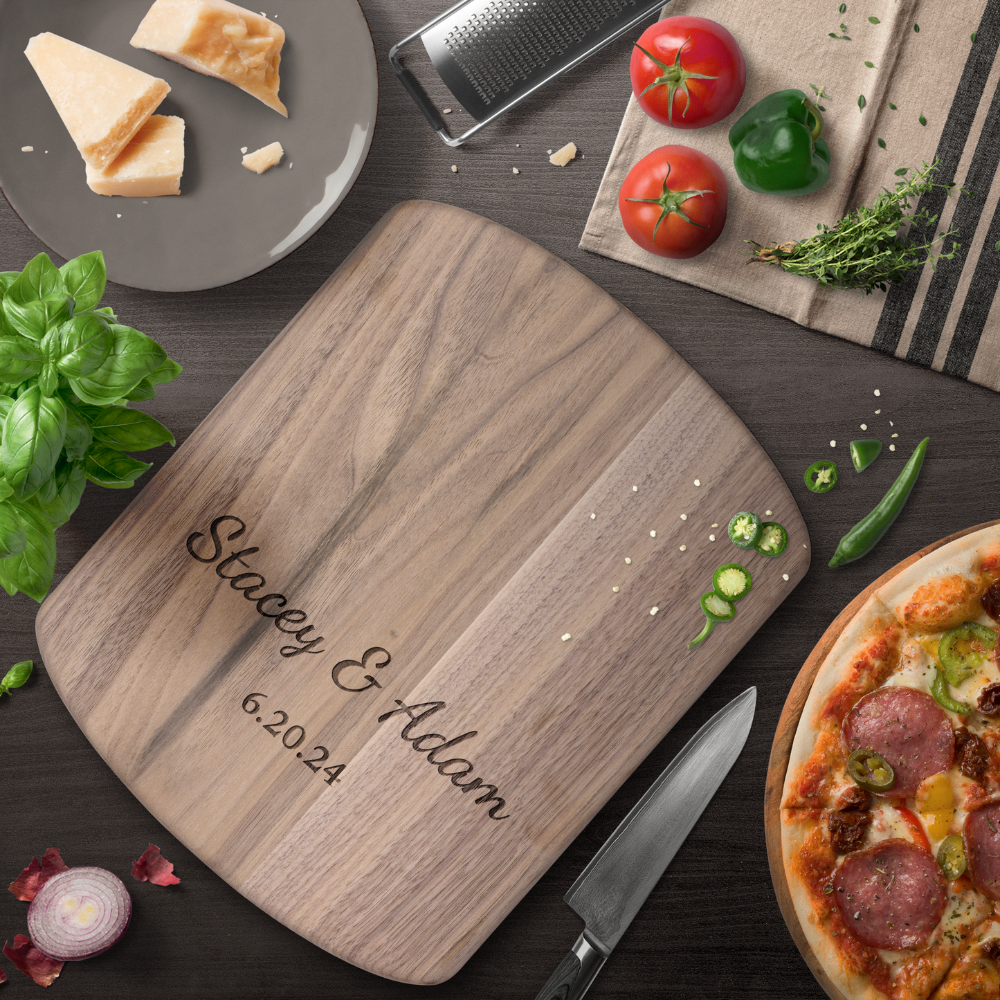 Personalized Maple Cutting Board for Couple - Custom Wedding Gift - Engraved Kitchen Decor - Anniversary Gift - Handmade in USA