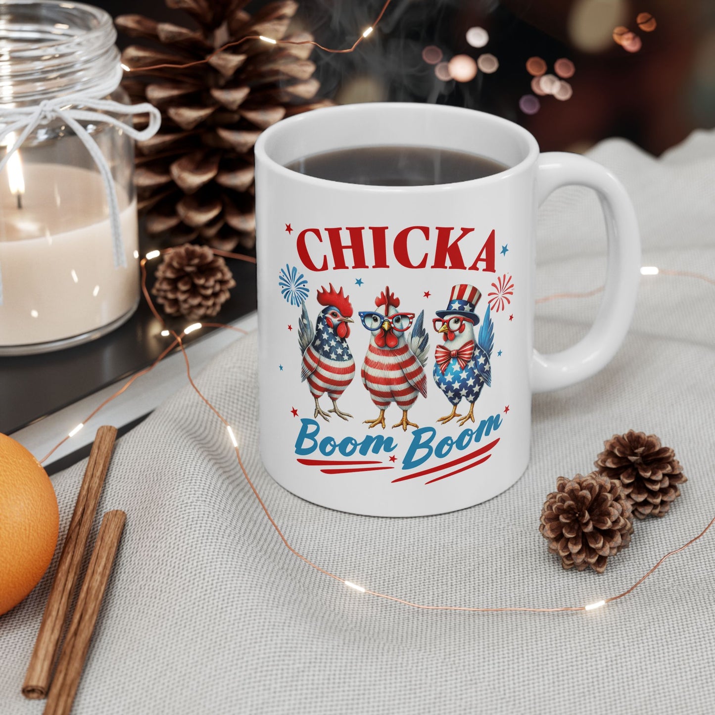 Patriotic Ceramic Mug - Perfect for Fourth of July, Coffee Lovers, USA Celebrations, Independence Day Gift, Fun Drinkware