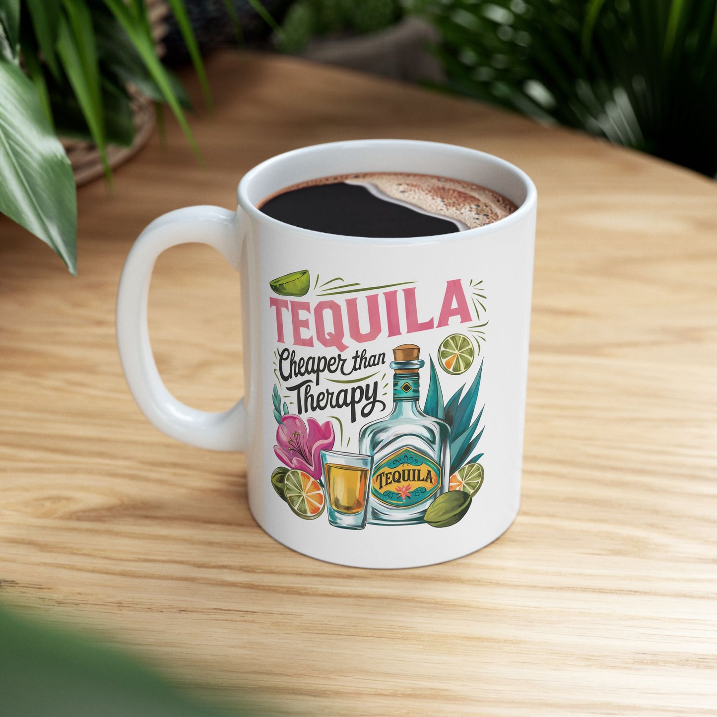 Tropical Tequila Ceramic Mug - Perfect for Summer Vibes, Gift for Cocktail Lovers, Home Bar Essentials, Birthday Present, Beach Parties