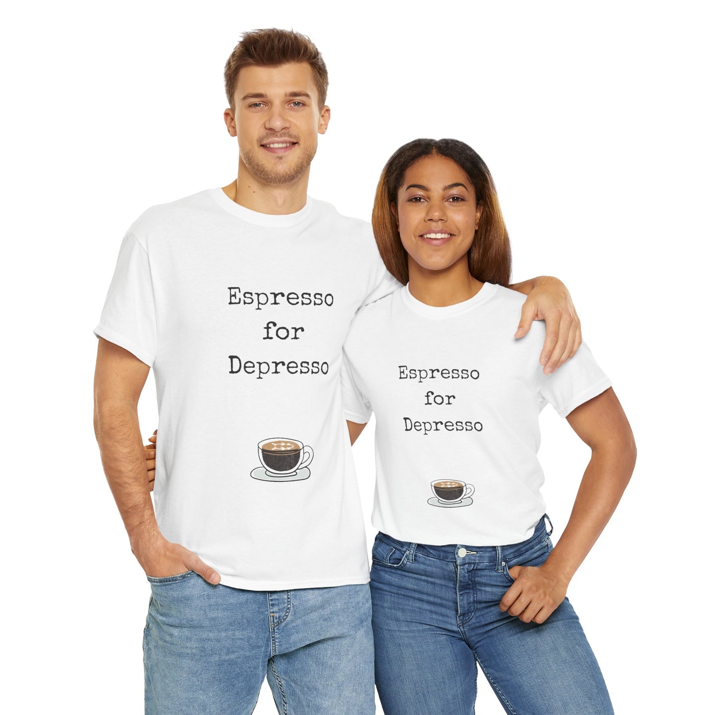 Espresso for Depresso Unisex Tee, Coffee Lover Gift, Cute Casual Tee, Funny Quote Shirt, Coffee Addiction Apparel