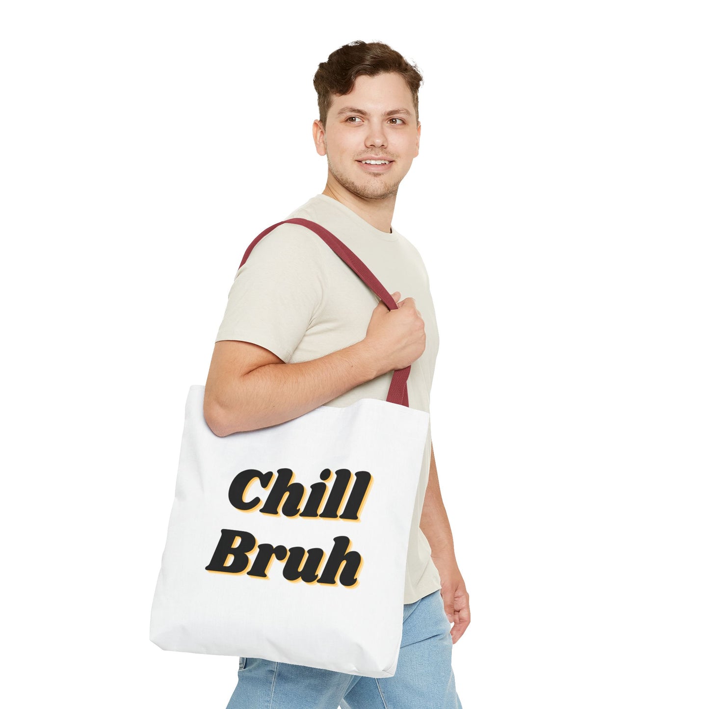 Chill Bruh Tote Bag, Casual Statement Bag, Perfect for Grocery Shopping, Beach Days, Gifts for Friends, Everyday Use