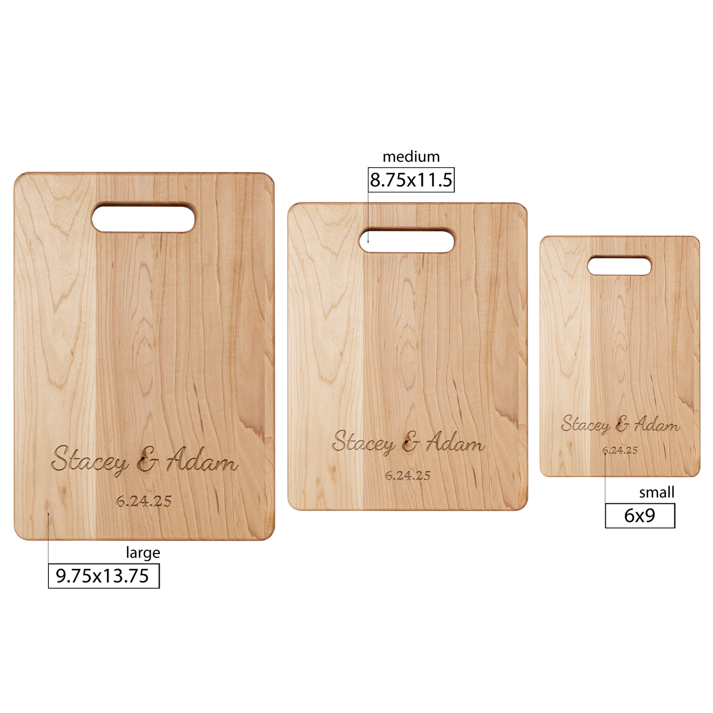Personalized Maple Cutting Board for Couple - Custom Wedding Gift - Engraved Kitchen Decor - Anniversary Gift - Handmade in USA
