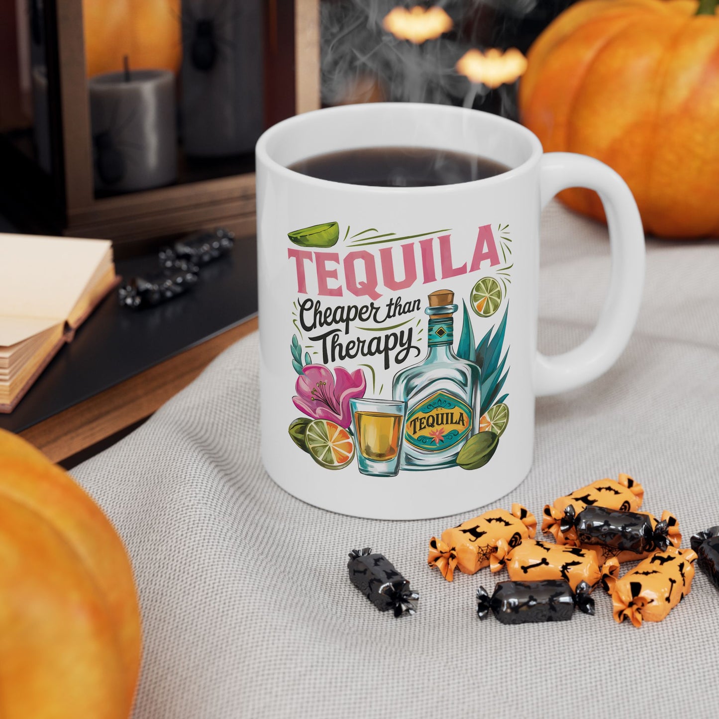 Tropical Tequila Ceramic Mug - Perfect for Summer Vibes, Gift for Cocktail Lovers, Home Bar Essentials, Birthday Present, Beach Parties