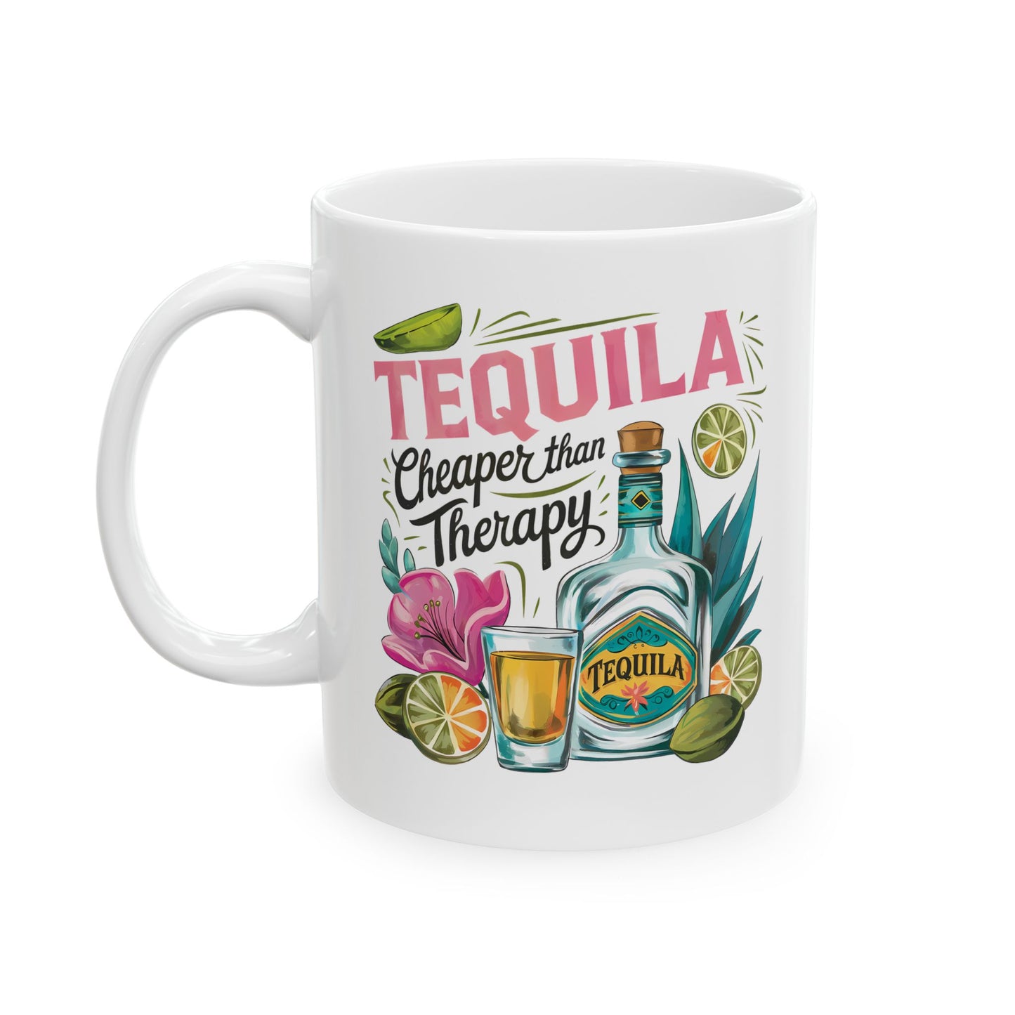 Tropical Tequila Ceramic Mug - Perfect for Summer Vibes, Gift for Cocktail Lovers, Home Bar Essentials, Birthday Present, Beach Parties