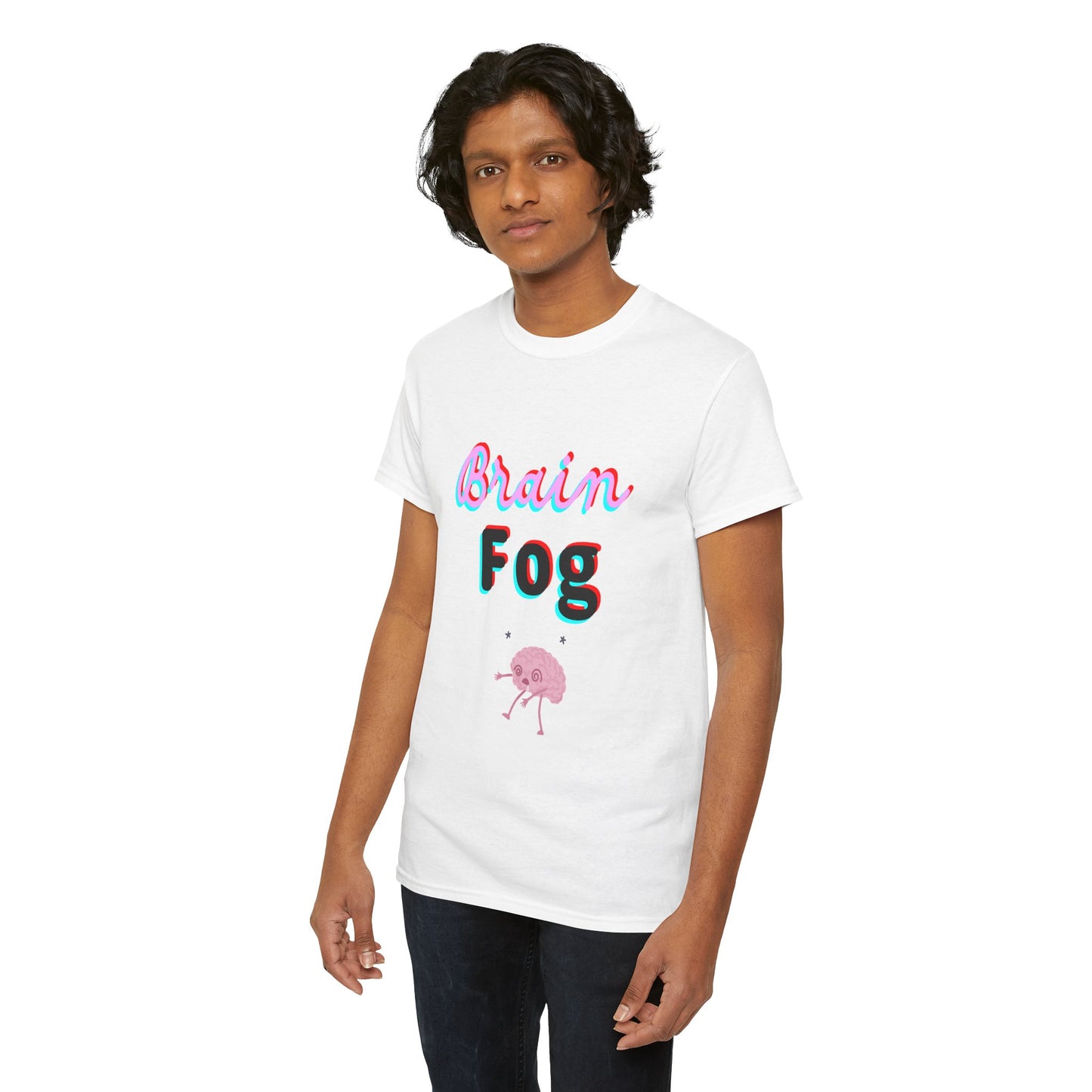 Brain Fog Unisex Heavy Cotton Tee, Funny T-Shirt, Gift for Students, Mental Health Awareness, Everyday Wear, Cute Graphic Tee