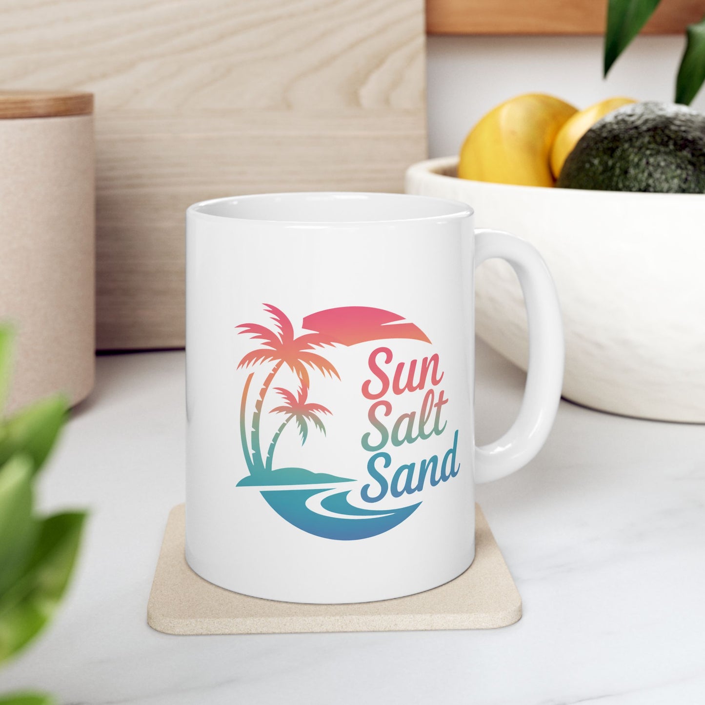 Sunset Beach Ceramic Mug, Beach Lover Gift, Vacation Coffee Mug, Tropical Home Decor, Summer Vibes Cup