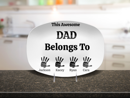 Personalized Father's Day Plate – Custom Handprint Gift for Dad from Kids – Unique Dad Gift with Children's Names