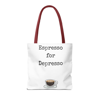 Espresso for Depresso Tote Bag, Coffee Lover Gift, Cute Grocery Bag, Casual Everyday Tote, Funny Quote Bag, Eco-Friendly Shopping Bag