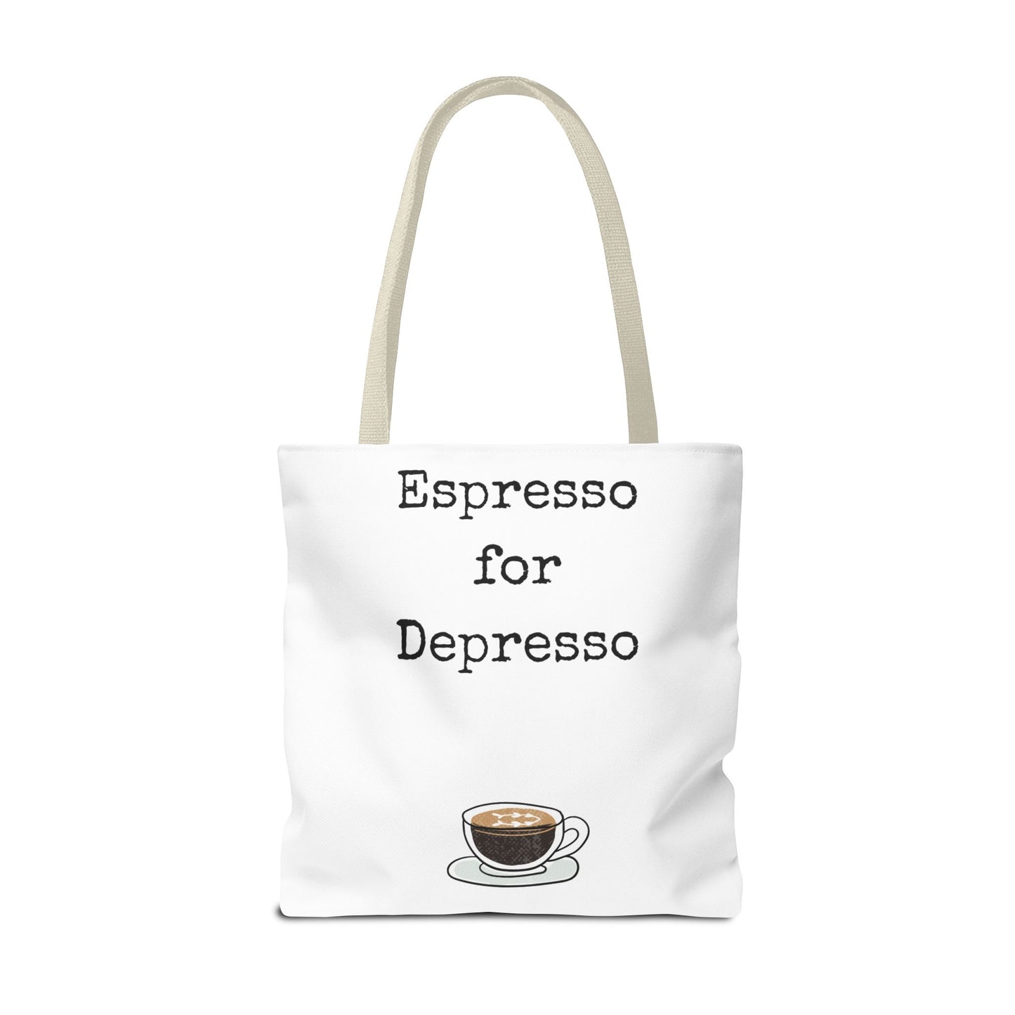Espresso for Depresso Tote Bag, Coffee Lover Gift, Cute Grocery Bag, Casual Everyday Tote, Funny Quote Bag, Eco-Friendly Shopping Bag