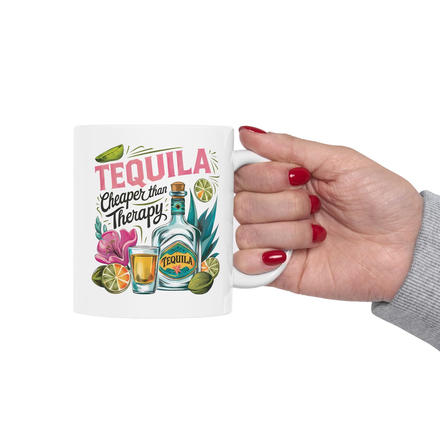 Tropical Tequila Ceramic Mug - Perfect for Summer Vibes, Gift for Cocktail Lovers, Home Bar Essentials, Birthday Present, Beach Parties