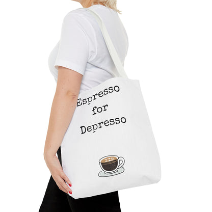 Espresso for Depresso Tote Bag, Coffee Lover Gift, Cute Grocery Bag, Casual Everyday Tote, Funny Quote Bag, Eco-Friendly Shopping Bag