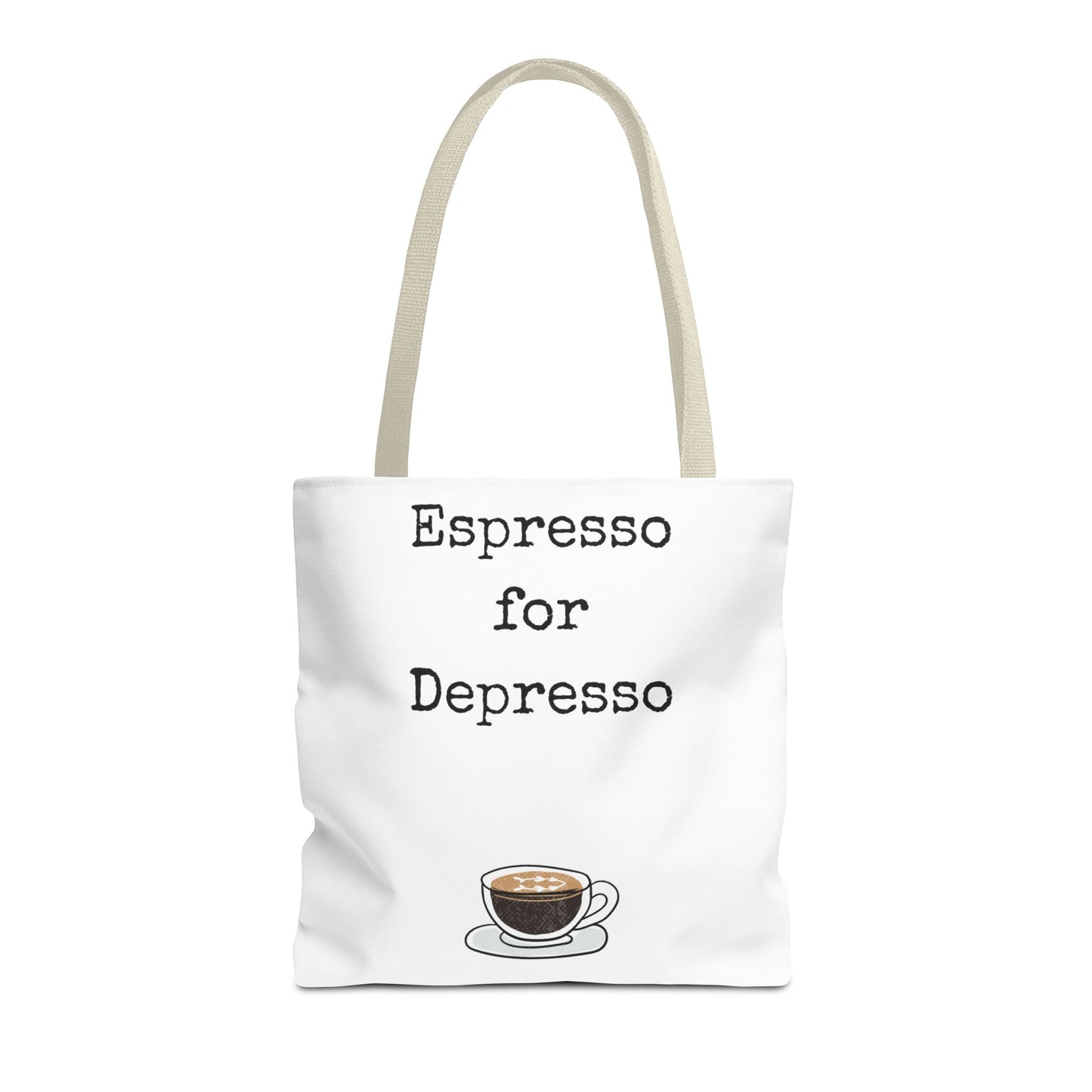 Espresso for Depresso Tote Bag, Coffee Lover Gift, Cute Grocery Bag, Casual Everyday Tote, Funny Quote Bag, Eco-Friendly Shopping Bag