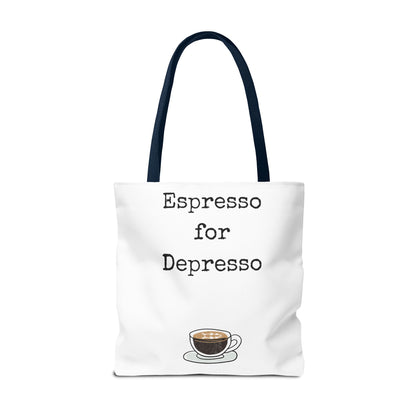 Espresso for Depresso Tote Bag, Coffee Lover Gift, Cute Grocery Bag, Casual Everyday Tote, Funny Quote Bag, Eco-Friendly Shopping Bag
