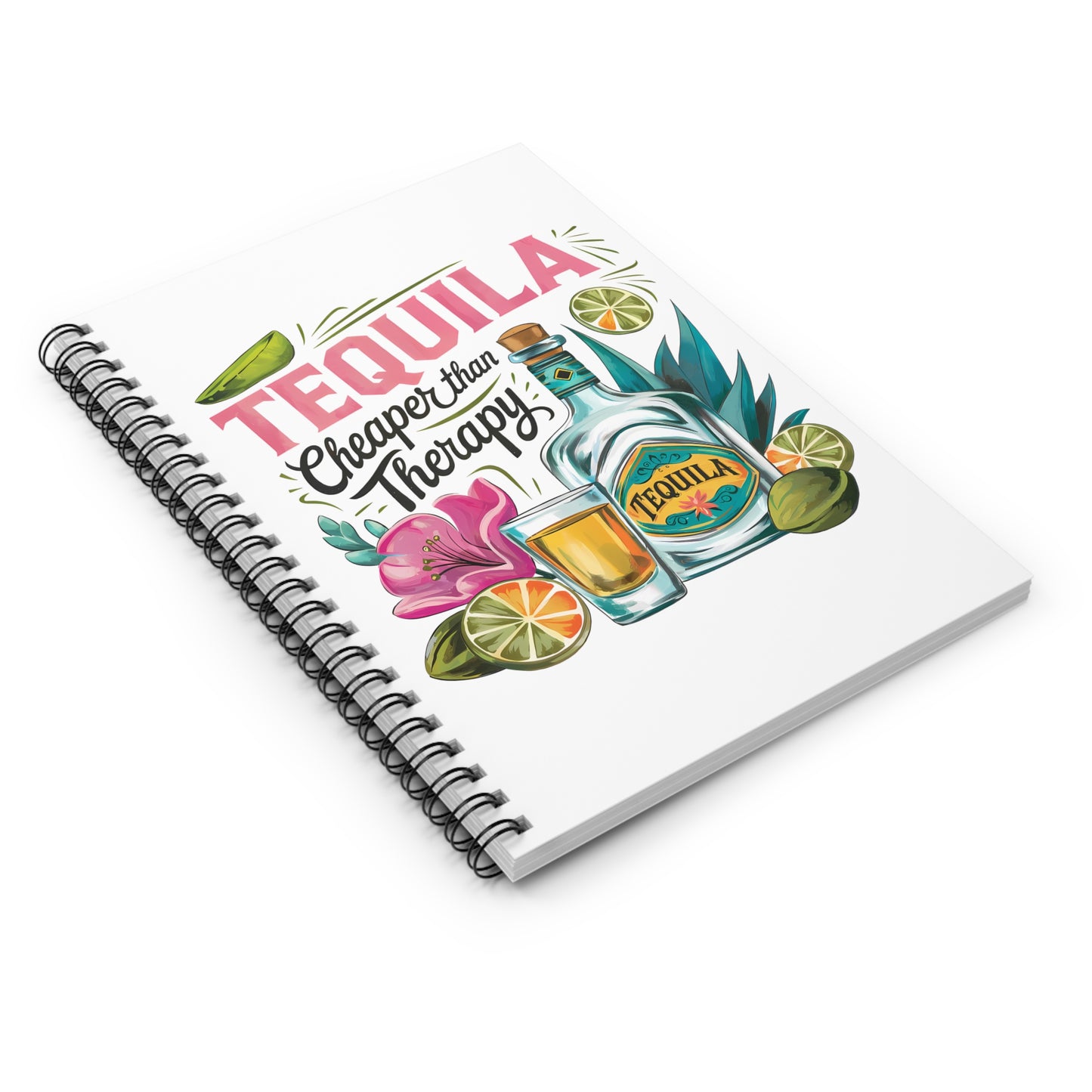 Tequila Therapy Spiral Notebook - Perfect for Party Planning, Journaling, Gift for Tequila Lovers, Friends Celebrations, Summer Vibes