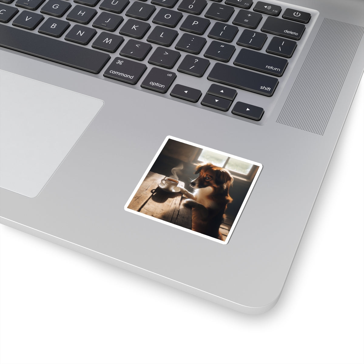 Cute Coffee Dog Sticker – Cozy Aesthetic Puppy Drinking Coffee for Laptops, Water Bottles – Gift for Dog & Coffee Lover
