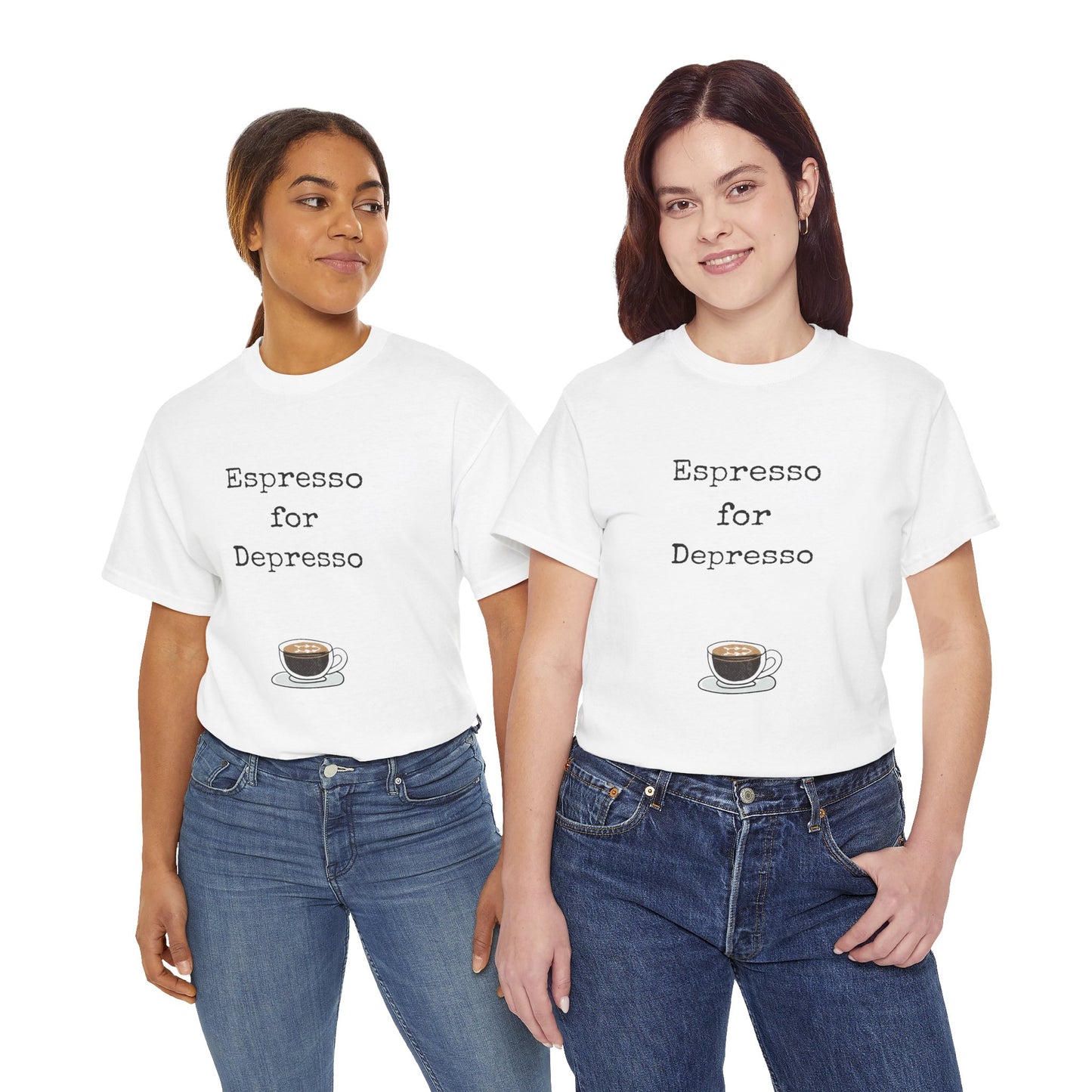 Espresso for Depresso Unisex Tee, Coffee Lover Gift, Cute Casual Tee, Funny Quote Shirt, Coffee Addiction Apparel