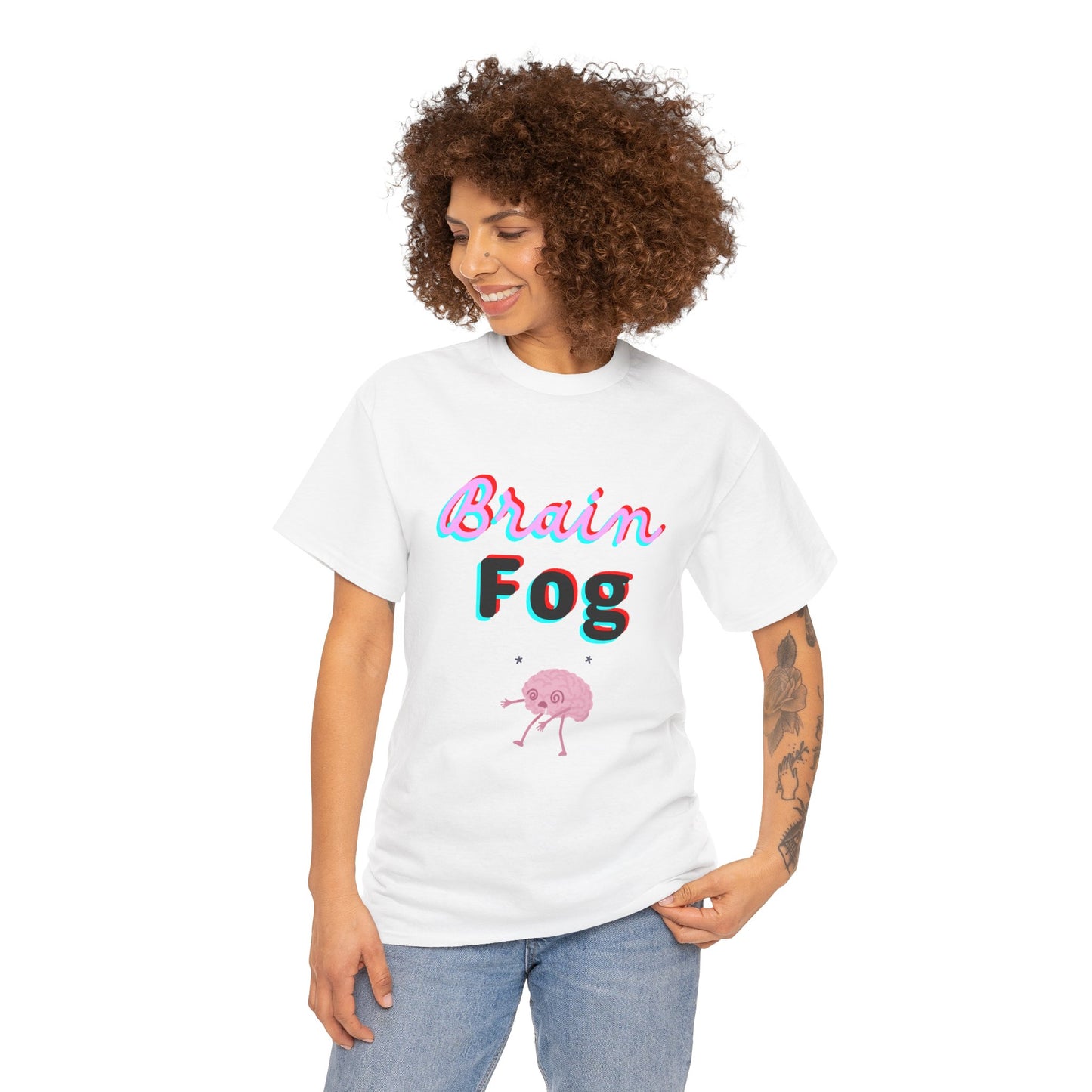Brain Fog Unisex Heavy Cotton Tee, Funny T-Shirt, Gift for Students, Mental Health Awareness, Everyday Wear, Cute Graphic Tee