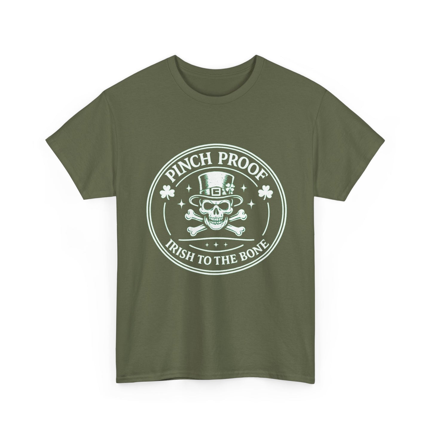 Vintage Skull & Crossbones Irish Tee — Mint Graphic Pirate Emblem T‑Shirt