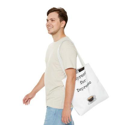 Espresso for Depresso Tote Bag, Coffee Lover Gift, Cute Grocery Bag, Casual Everyday Tote, Funny Quote Bag, Eco-Friendly Shopping Bag