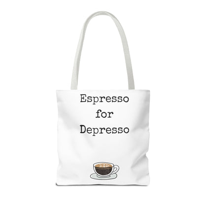 Espresso for Depresso Tote Bag, Coffee Lover Gift, Cute Grocery Bag, Casual Everyday Tote, Funny Quote Bag, Eco-Friendly Shopping Bag
