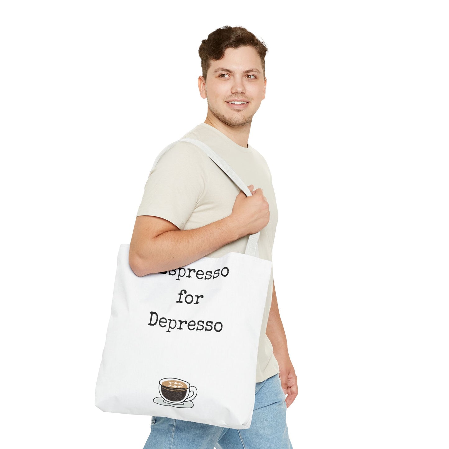Espresso for Depresso Tote Bag, Coffee Lover Gift, Cute Grocery Bag, Casual Everyday Tote, Funny Quote Bag, Eco-Friendly Shopping Bag